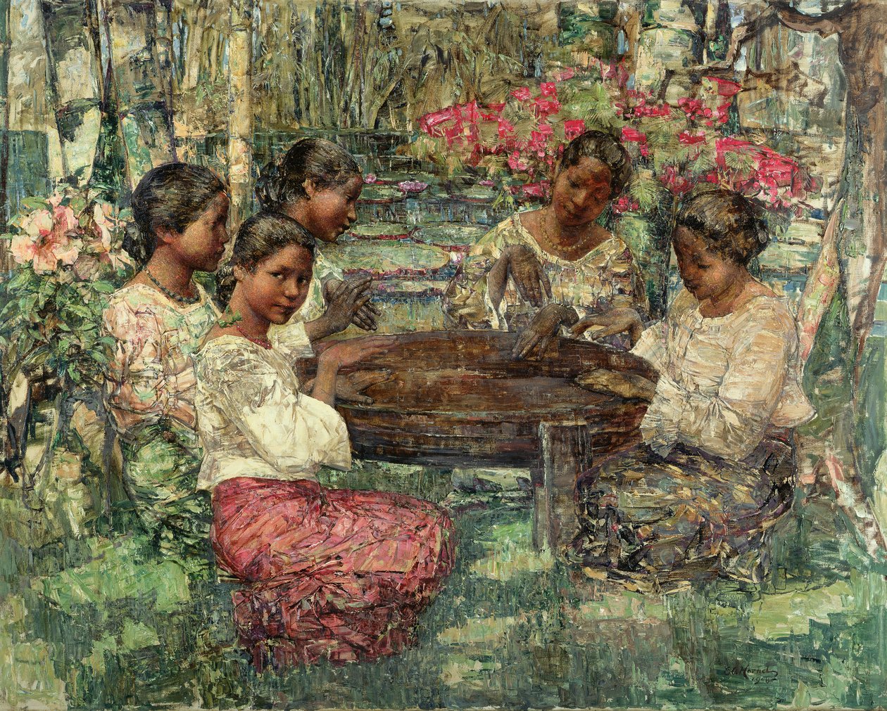 Gracze Tom-Tom, Cejlon autorstwa Edward Atkinson Hornel