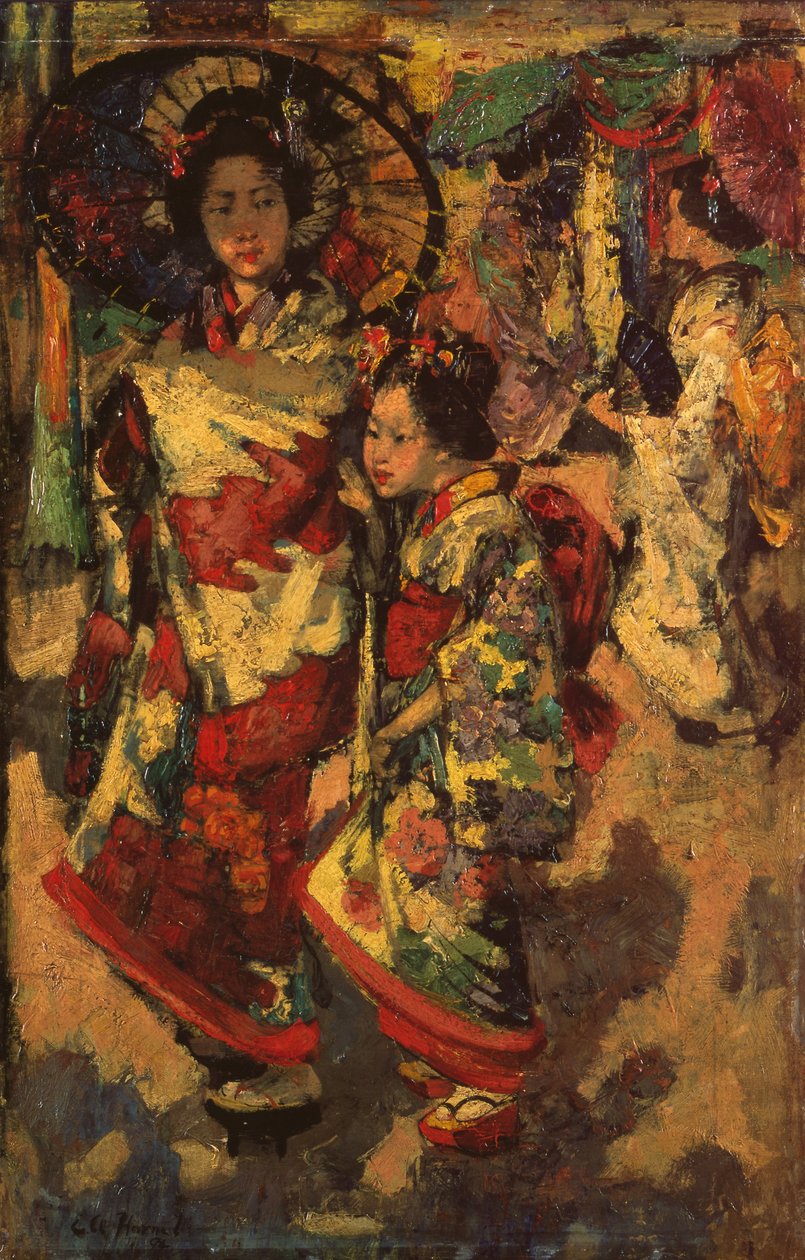 Dwie gejsze dziewczyny autorstwa Edward Atkinson Hornel