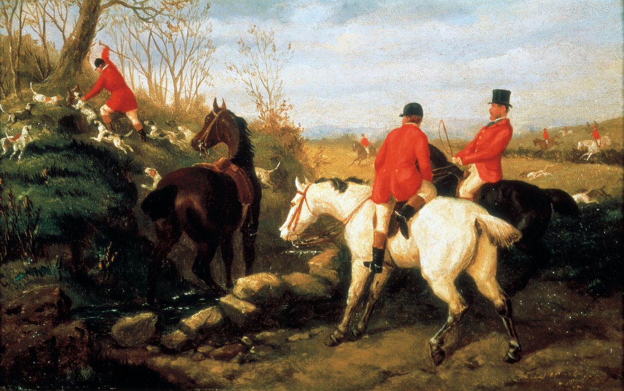 Polowanie na lisy, koniec XIX w. (olej na płótnie) autorstwa Edward Benjamin Herberte