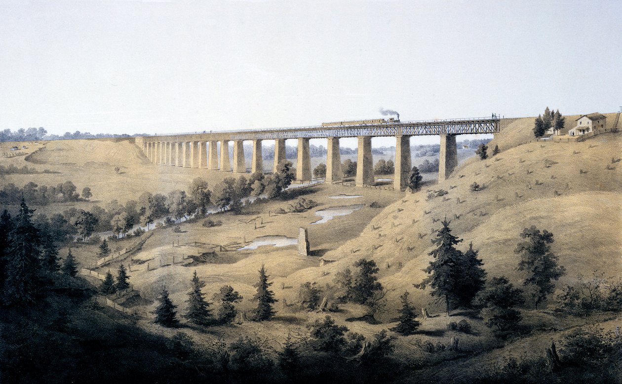 Wysoki most w pobliżu Farmville, hrabstwo Prince Edward, z „Albumu Wirginii”, 1858 r autorstwa Edward Beyer