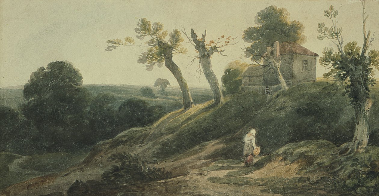 Krajobraz z domkiem autorstwa Edward Bird