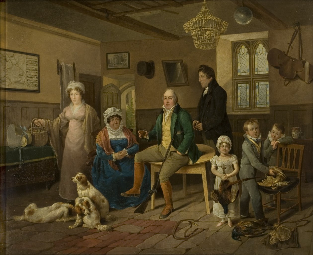 Powrót pana Ricketta ze strzelaniny (olej na panelu) autorstwa Edward Bird