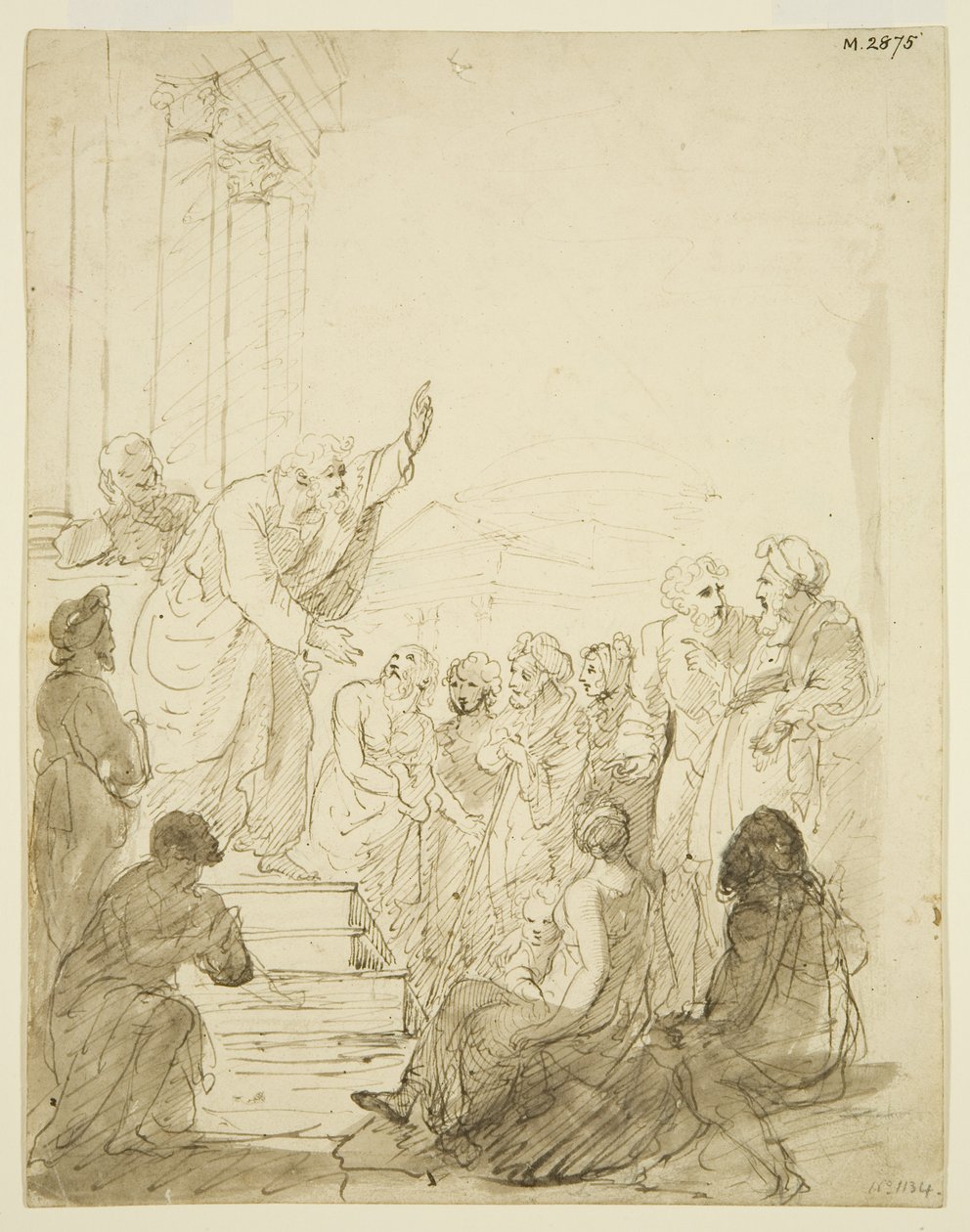 Oryginalny szkic do Ołtarza w St Pauls (ołówek i akwarela na papierze) autorstwa Edward Bird