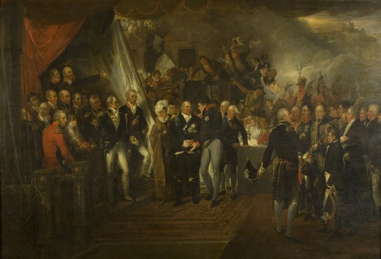 Zaokrętowanie Ludwika XVIII w Dover autorstwa Edward Bird