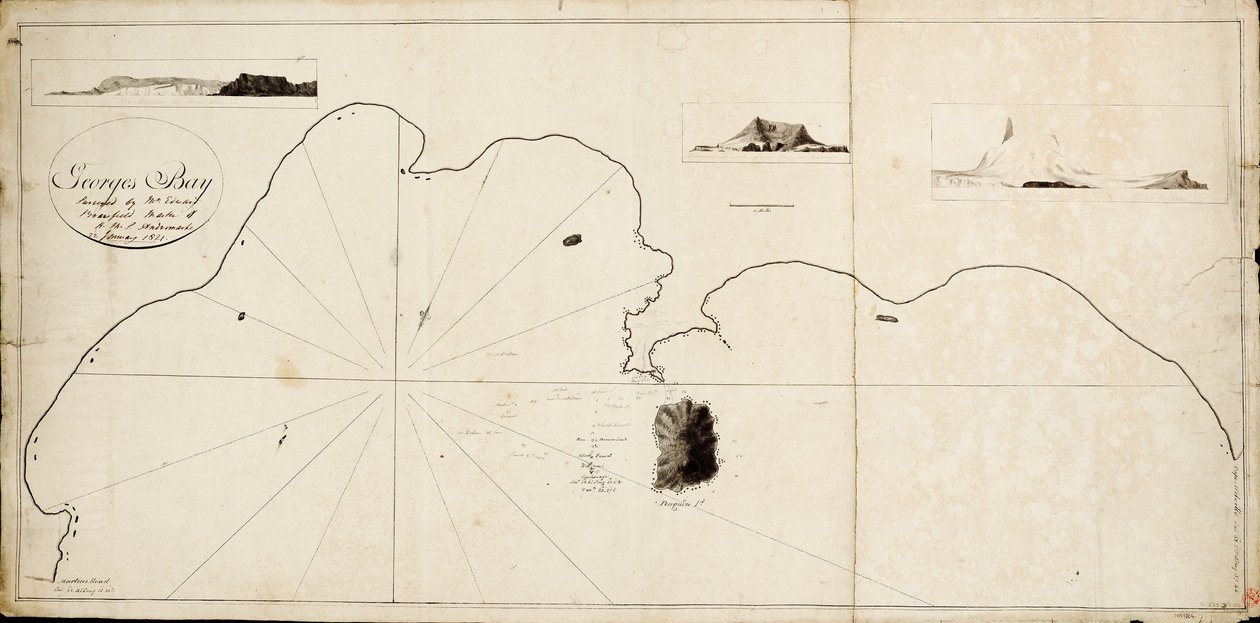 Zatoka Świętego Jerzego zbadana przez Edwarda Bransfielda, kapitana HMS "Andromache autorstwa Edward Bransfield