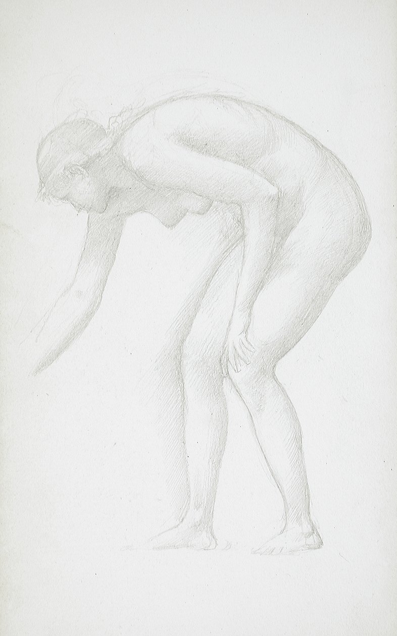 Pochylona naga kobieta autorstwa Edward Burne-Jones