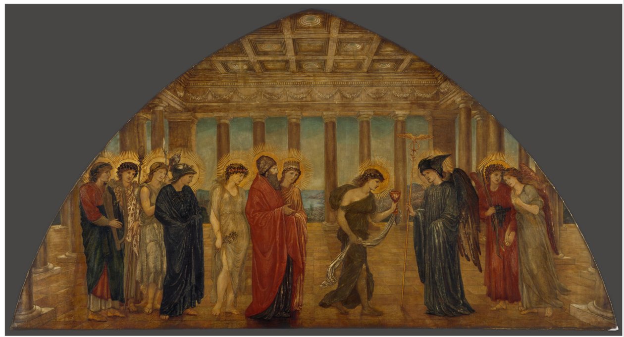 Kupidyn i Psyche - Zielone fototapety pałacowe - Psyche wchodząca do Portali Olimpu autorstwa Edward Burne-Jones