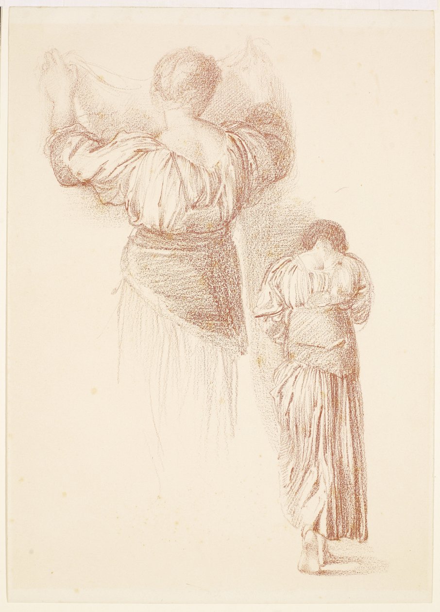 Kobieta - Draperium Studies, Studia kobiecego Draperium widziane z tyłu autorstwa Edward Burne-Jones