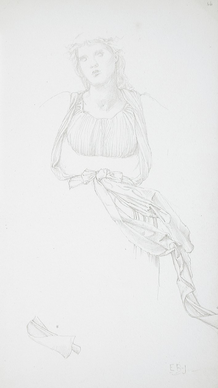 Studium kobiecego torsu i draperii autorstwa Edward Burne-Jones