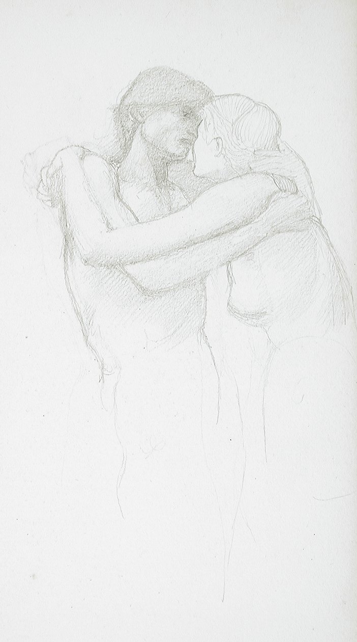 Obejmująca się naga para autorstwa Edward Burne-Jones