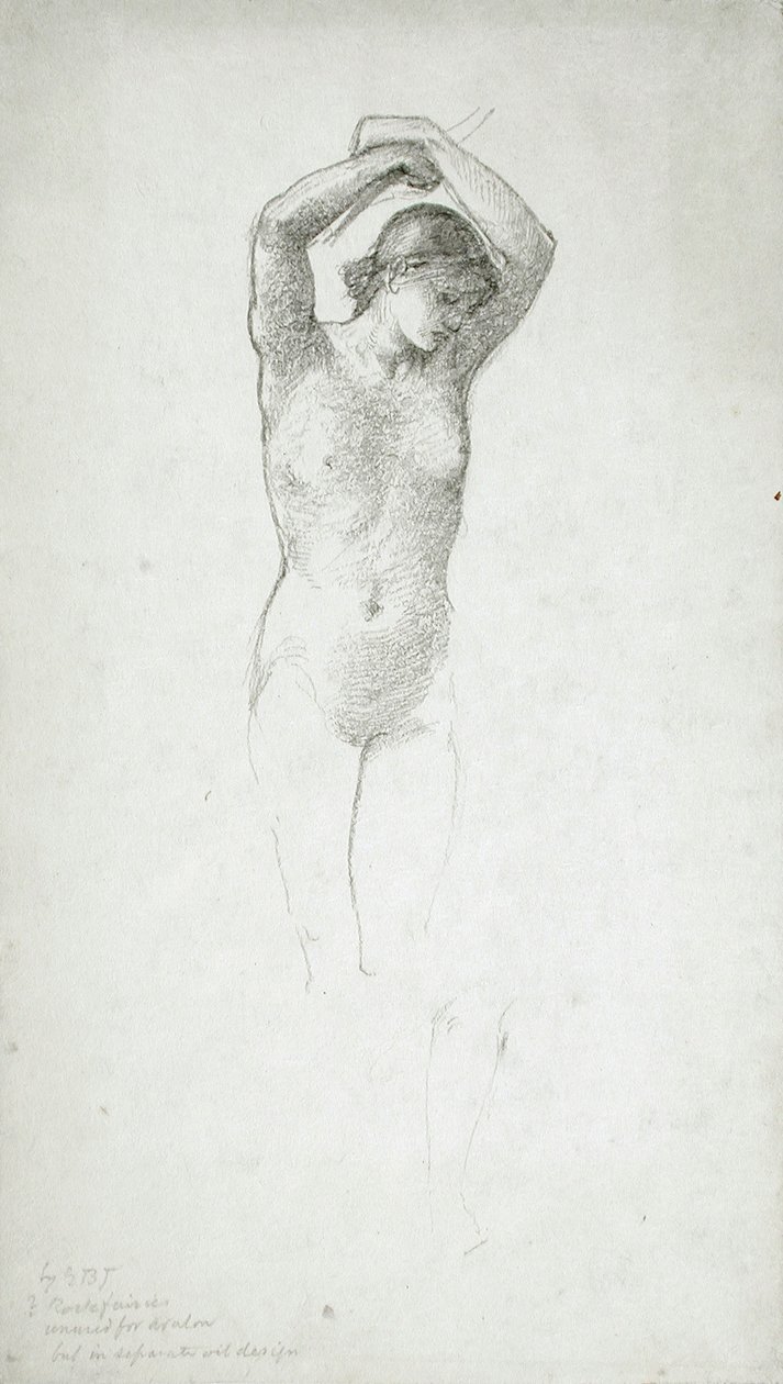 Stojąca naga kobieta z uniesionymi rękami autorstwa Edward Burne-Jones