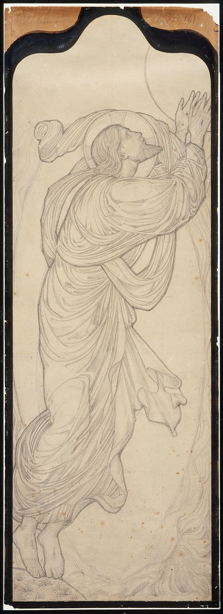 Studium postaci Chrystusa do obrazu „Wniebowstąpienie” autorstwa Edward Burne-Jones