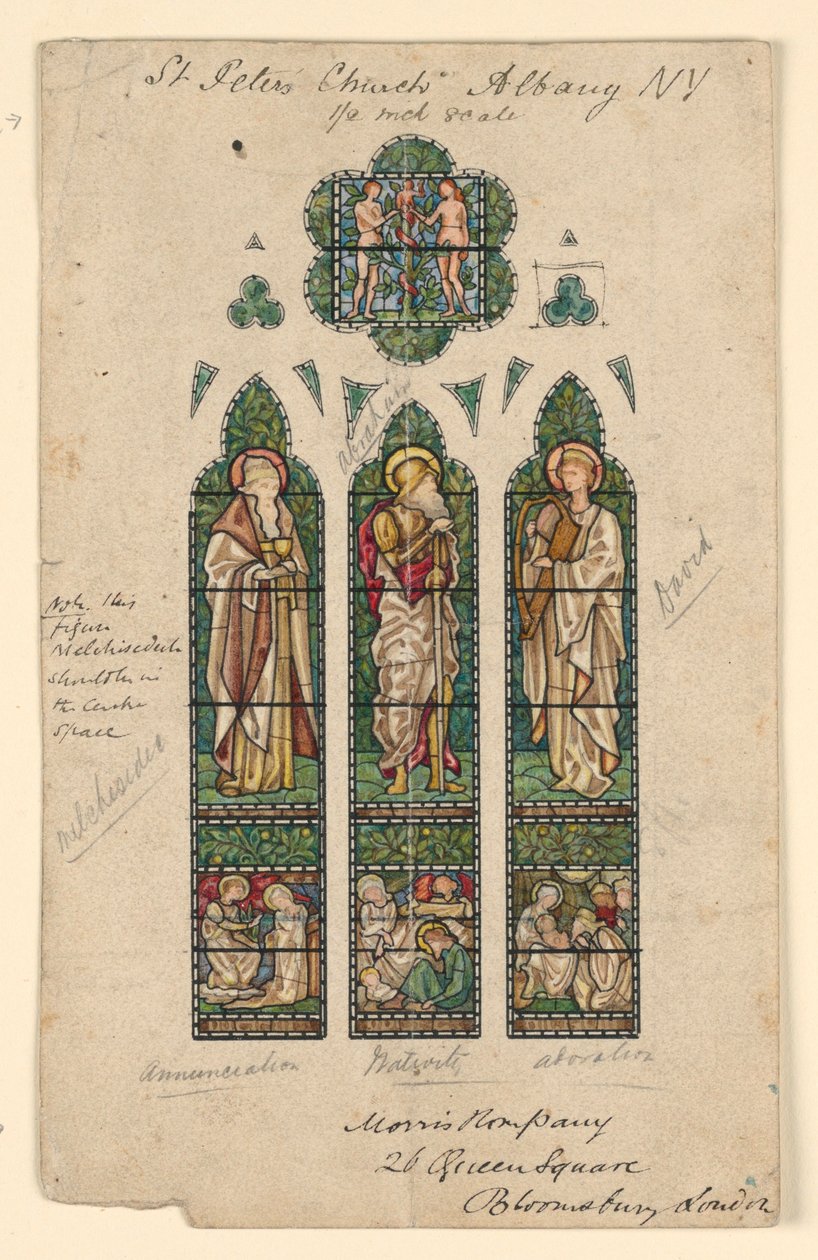 Rysunek, Kościół Świętego Piotra, Alb, ok. 1870 r. autorstwa Edward Burne Jones