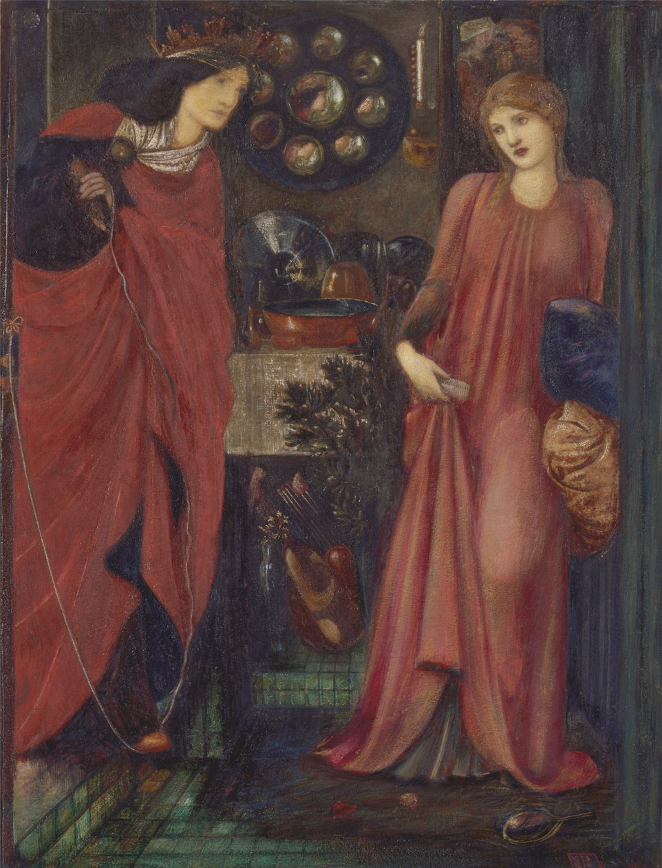 Piękna Rosamunda i królowa Eleonora autorstwa Edward Burne Jones