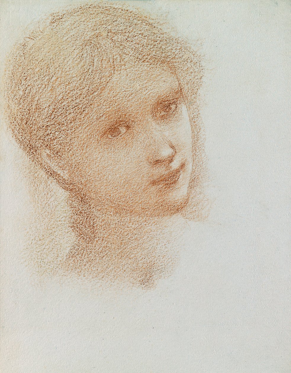 Studium głowy dziewczyny, ok. 1865-6 (czerwona kreda na papierze) autorstwa Edward Burne Jones