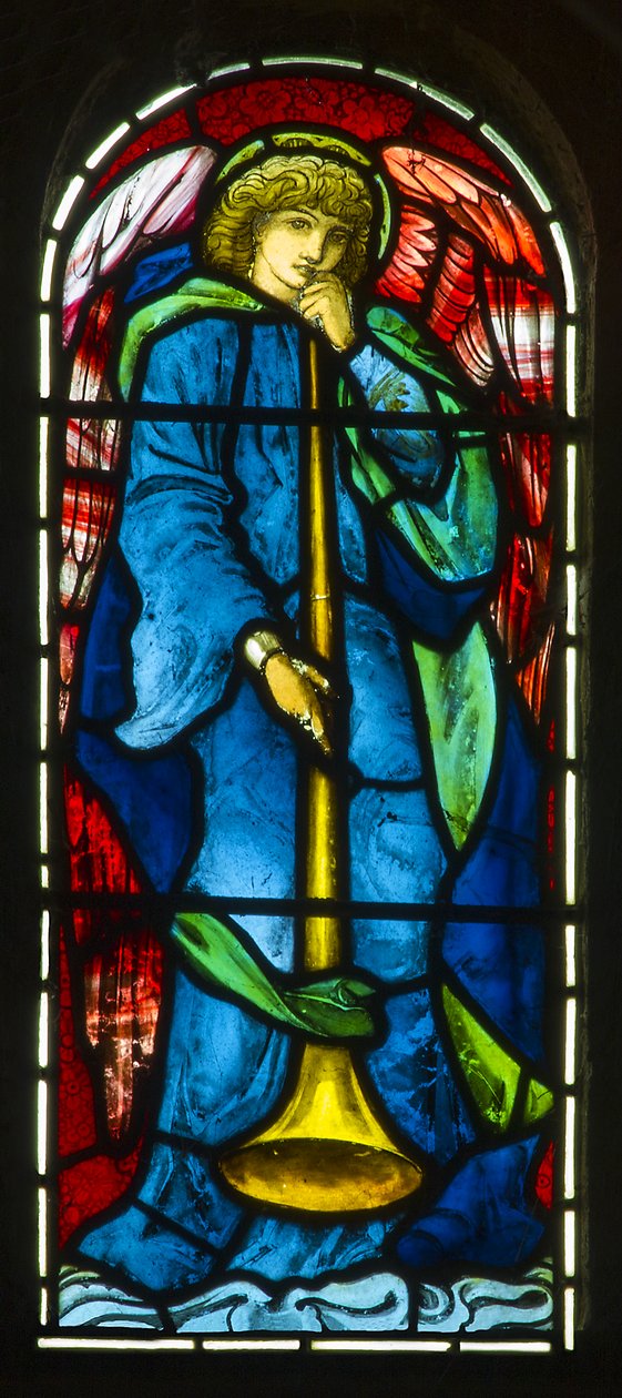 Hoarwithy, St Catherine, Morris & Co., Edward Burne-Jones, Trąbiący Anioł, 1879 autorstwa Edward Burne Jones