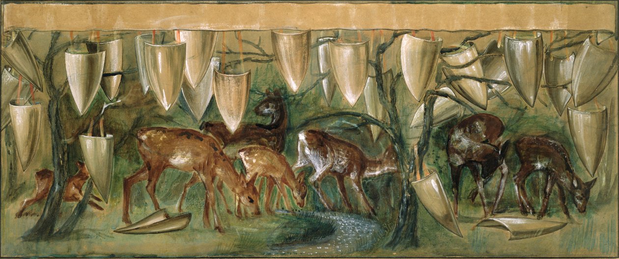 Studium do gobelinów Świętego Graala autorstwa Edward Burne Jones