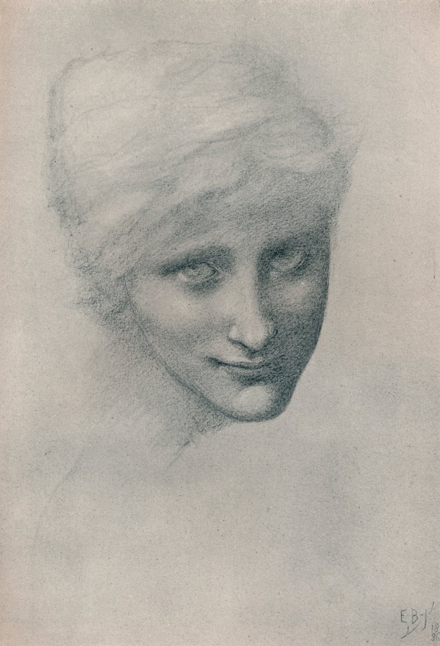 Studium Syrenki, W głębinach morza, 1886 autorstwa Edward Burne Jones