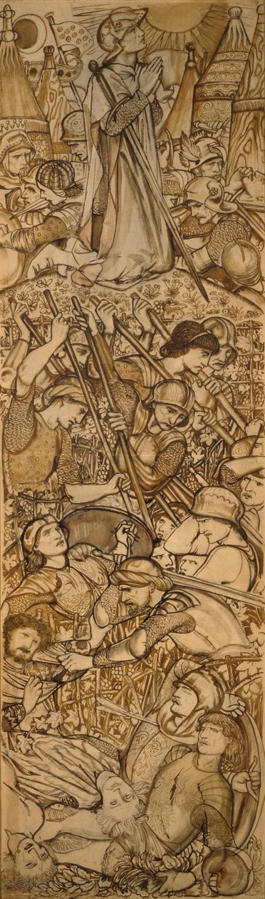 Bitwa pod Bet-Horon - Jozue rozkazuje słońcu i księżycowi stać nieruchomo autorstwa Edward Burne Jones