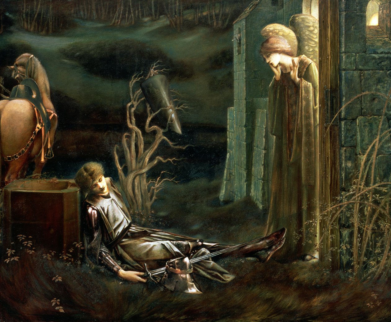 Sen Sir Lancelota w Kaplicy Świętego Graala, 1896 r. autorstwa Edward Burne Jones
