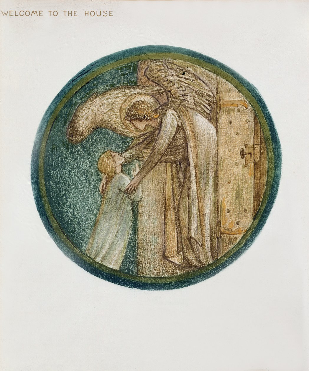Księga Kwiatów: XXXI. Welcome to the House, 1905 (lito z gwaszem na papierze) autorstwa Edward Burne Jones