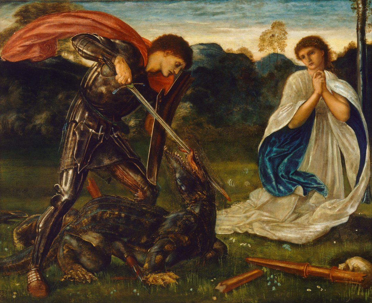 Walka: Święty Jerzy zabija smoka VI autorstwa Edward Burne Jones