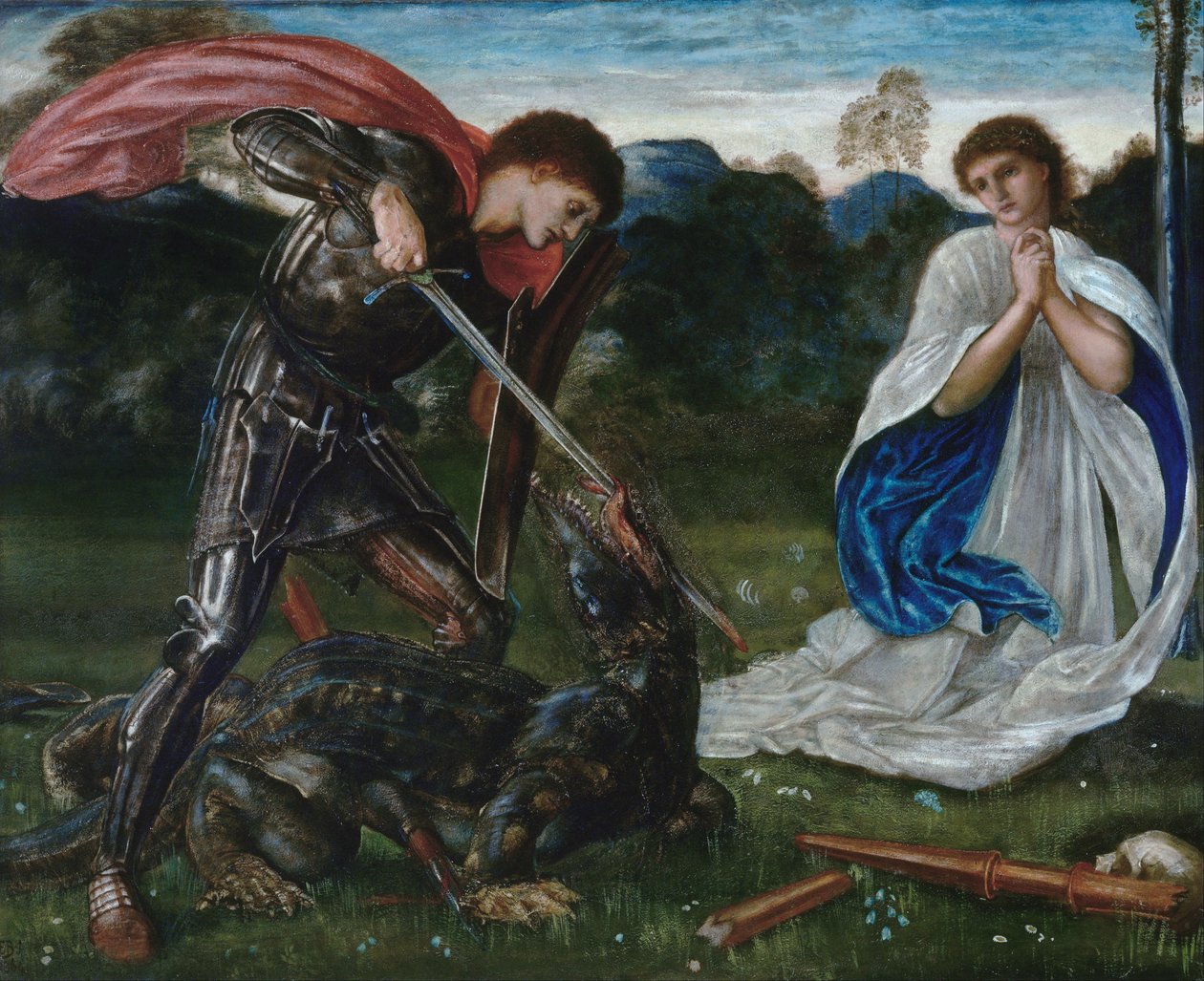 Walka: Święty Jerzy zabija smoka VI autorstwa Edward Burne Jones