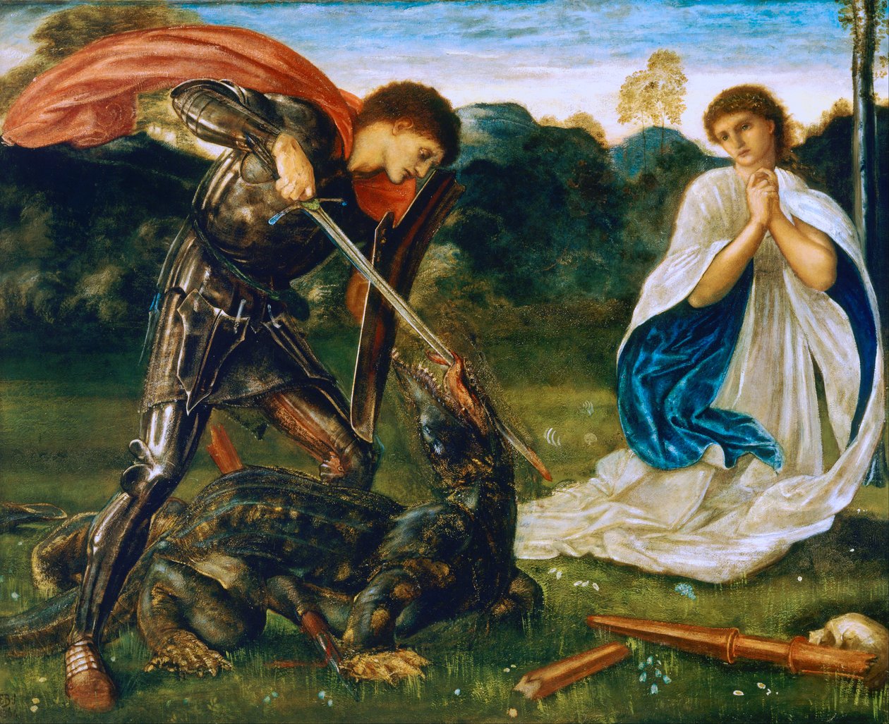 Walka: Święty Jerzy zabija smoka VI autorstwa Edward Burne Jones
