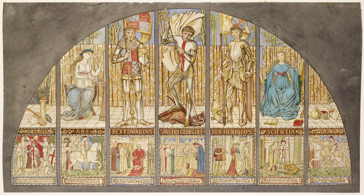 Wojny Róż - Edward IV, Henryk VI, Św. Jerzy z Alegorią autorstwa Edward Burne Jones