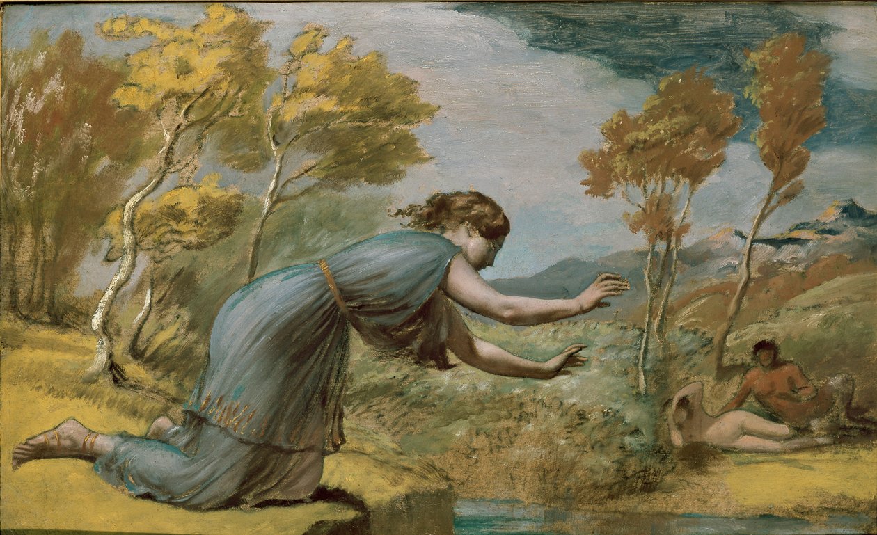 Psyche nad Strumieniem, połowa XIX wieku autorstwa Edward Calvert