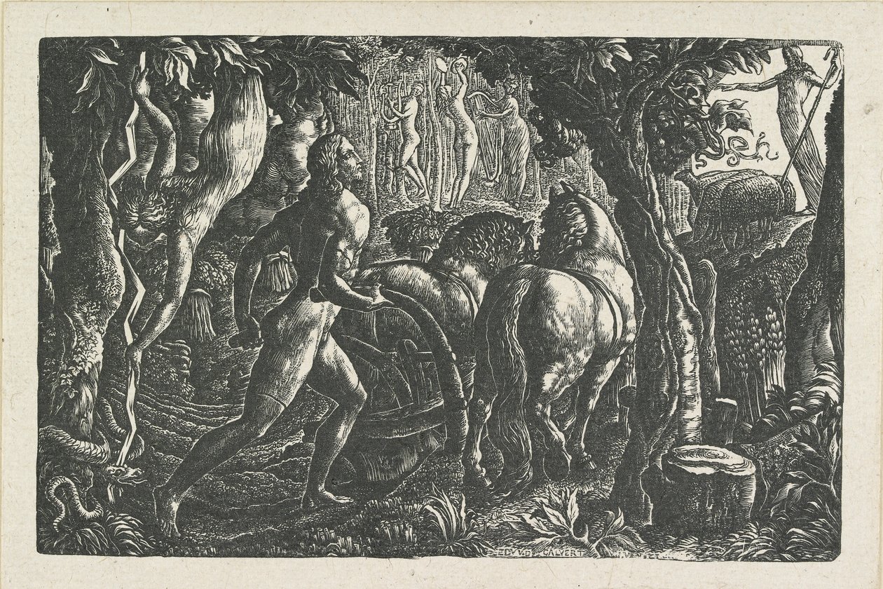 Oracz: Christian orka ostatnią bruzdę życia, 1827 autorstwa Edward Calvert