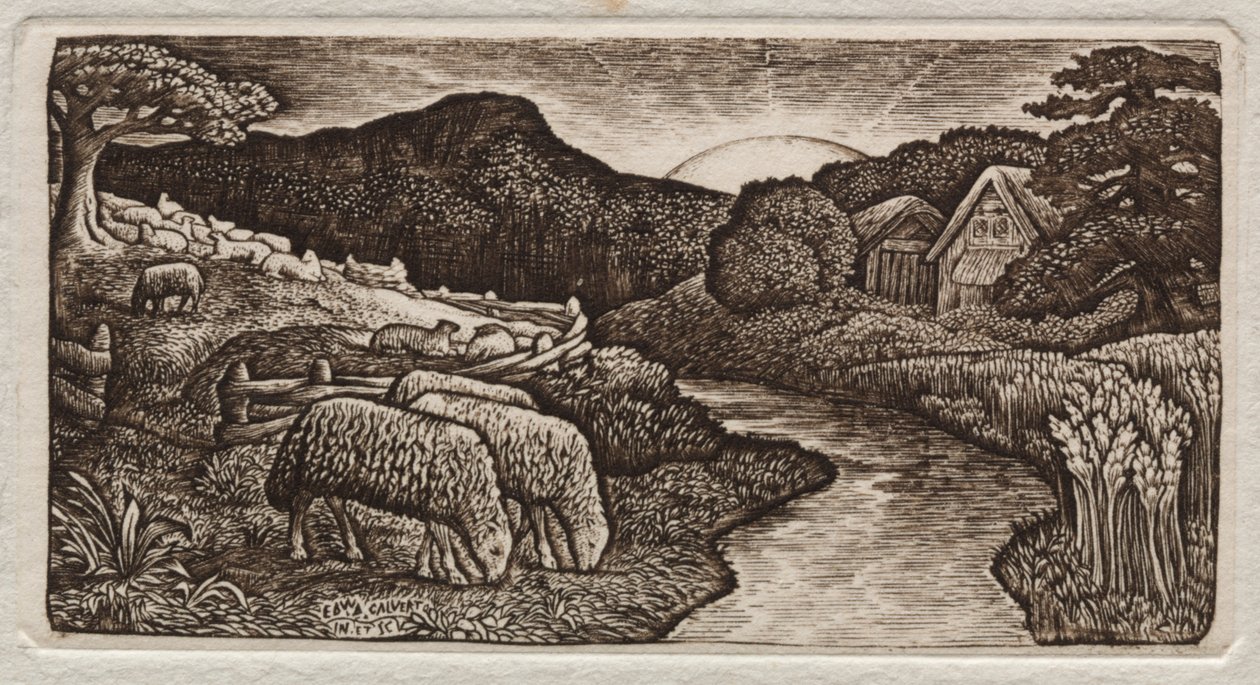 Owce z Jego pastwiska autorstwa Edward Calvert