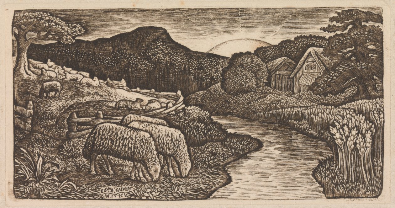 Owce Jego Pastwiska autorstwa Edward Calvert