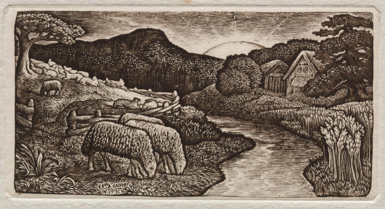 Owce jego pastwiska, 1828. autorstwa Edward Calvert