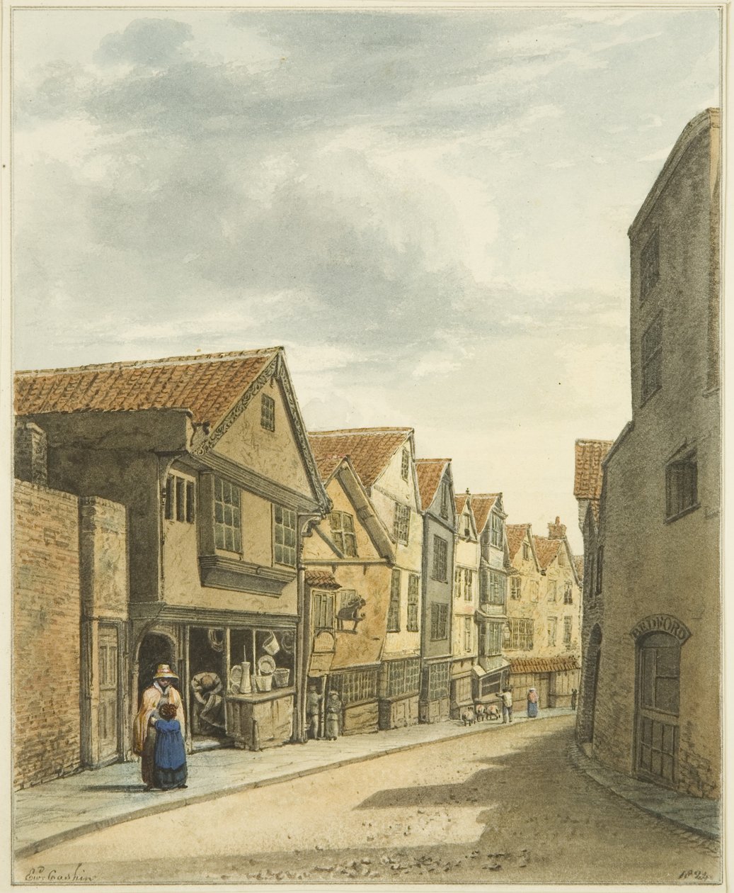 Castle Mill Street (ołówek i akwarela na papierze) autorstwa Edward Cashin