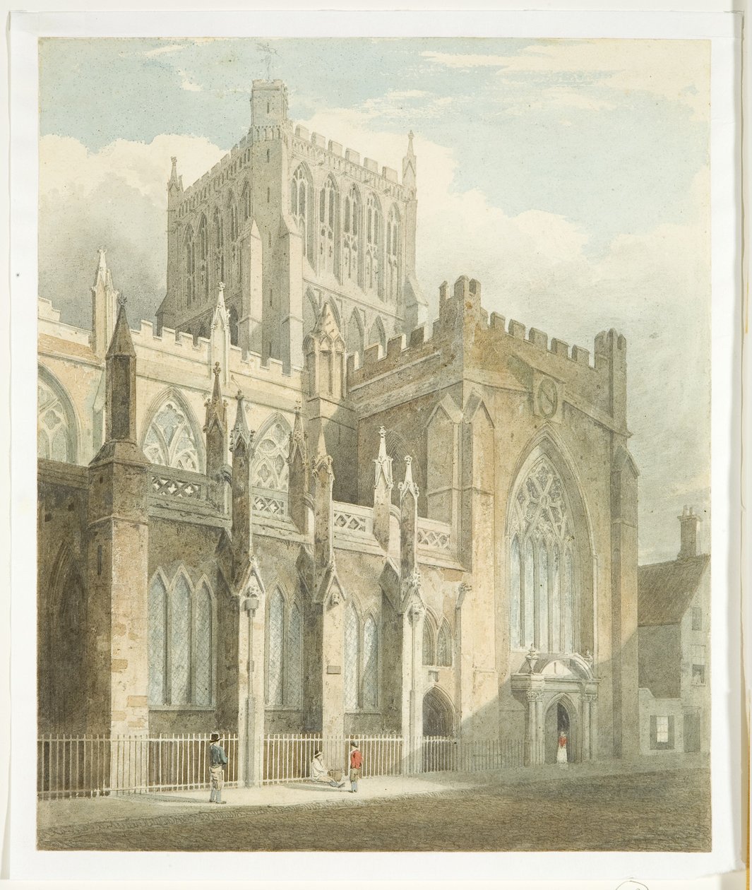 North View of Bristol Cathedral (ołówek i akwarela na papierze) autorstwa Edward Cashin
