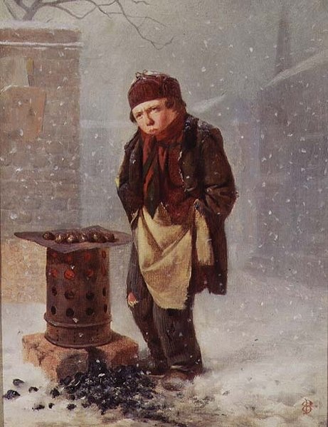 Sprzedawca kasztanów (olej) autorstwa Edward Charles Barnes
