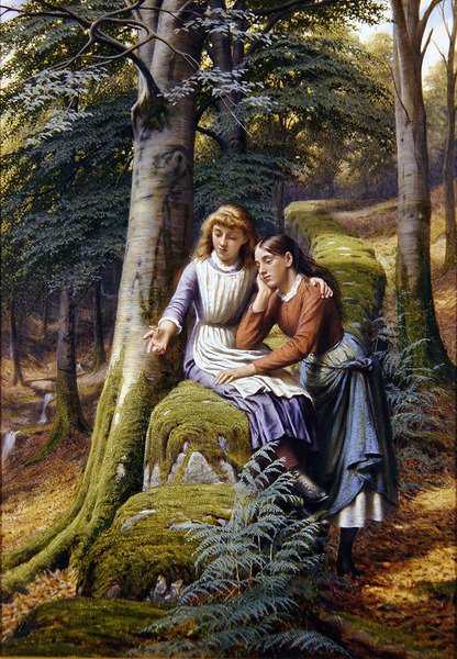 Dwie dziewczyny w krajobrazie autorstwa Edward Charles Barnes