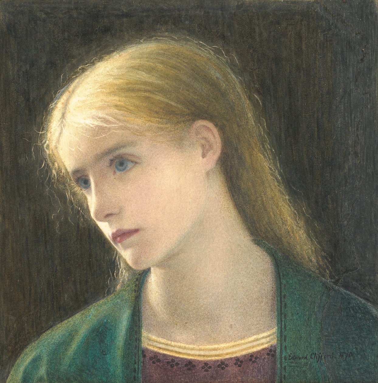 Evelyn Hope, 1870 (wc z wydrapaniem) autorstwa Edward Clifford