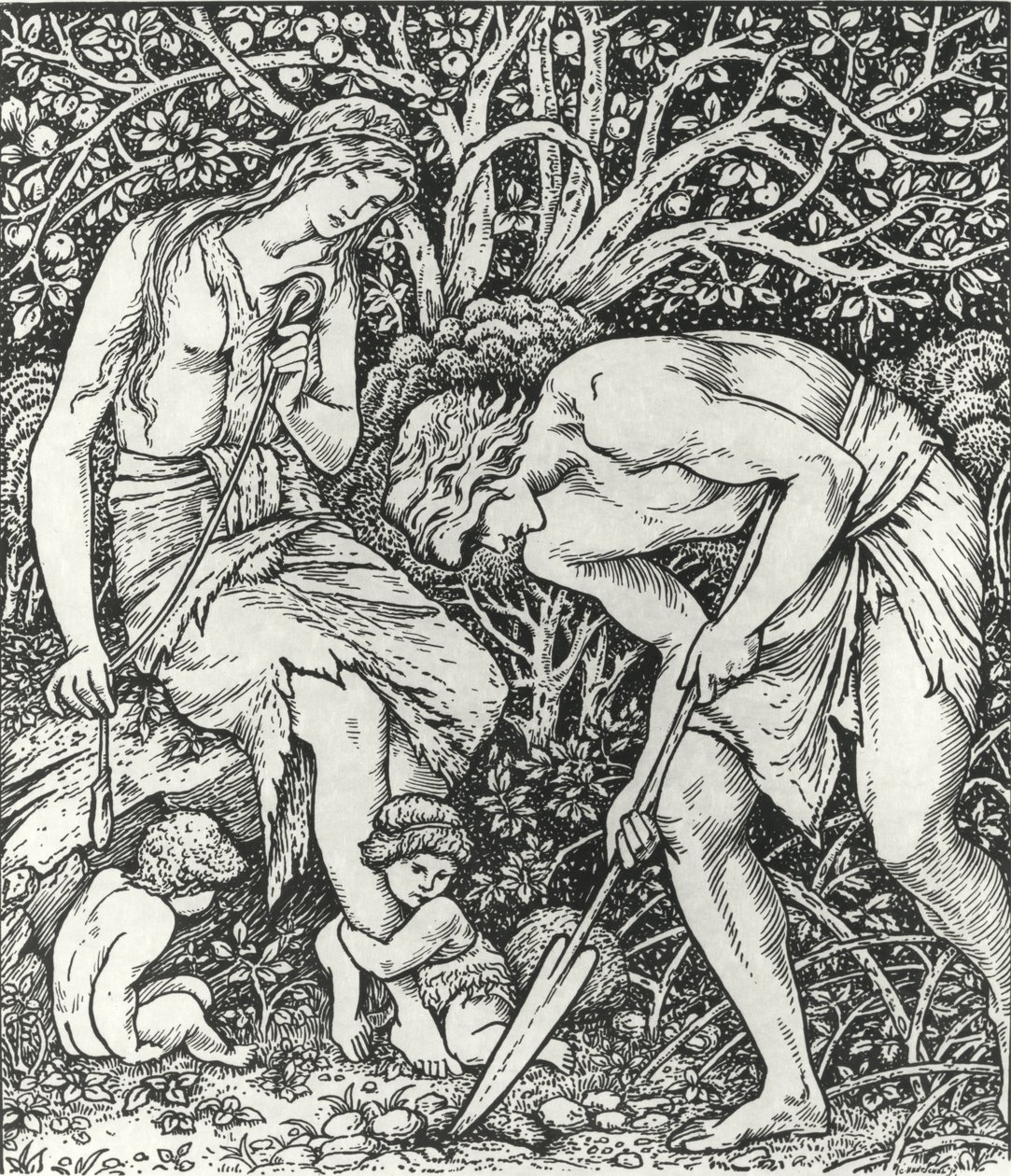 Adam i Ewa (Poród: Kiedy Adam Delved i Ewa Span, kto był wtedy dżentelmenem?) autorstwa Edward Coley (after) Burne Jones