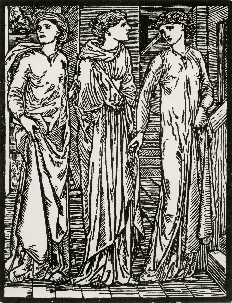 Pierwsza wizyta sióstr autorstwa Edward Coley (after) Burne Jones