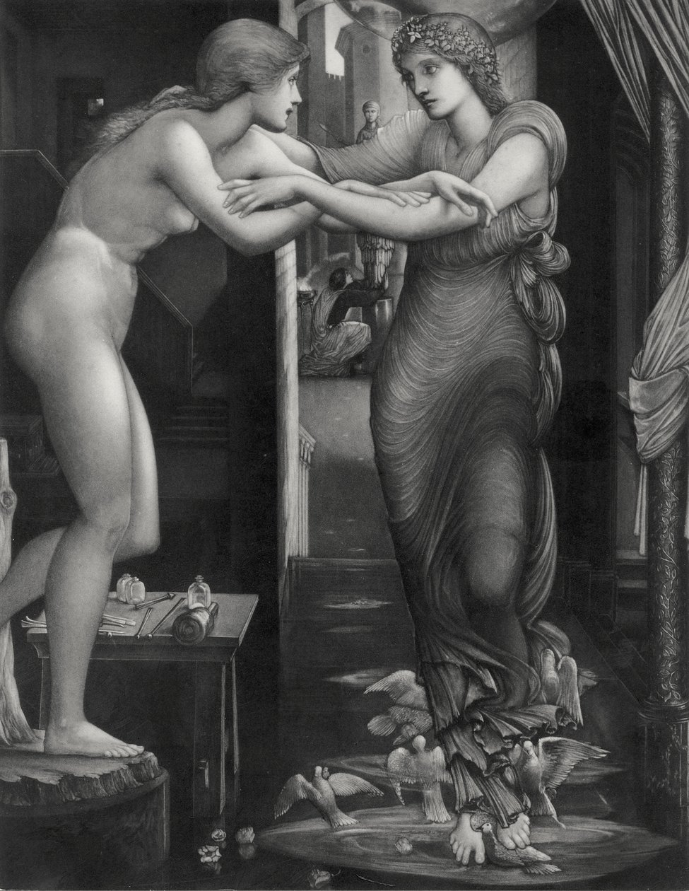 Narodziny Galatei, ok. 1885 (mezzotinta na papierze indyjskim) autorstwa Edward Coley (after) Burne Jones