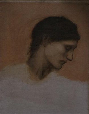 Studium głowy dziewczyny (olej na płótnie) autorstwa Edward Coley Burne Jones