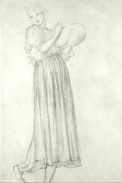 Dziewczyna z talerzami (ołówek na papierze) autorstwa Edward Coley Burne Jones