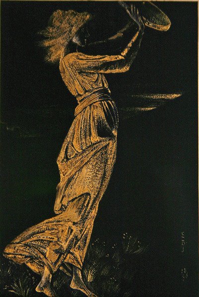 Dziewczyna z tamburynem autorstwa Edward Coley Burne Jones
