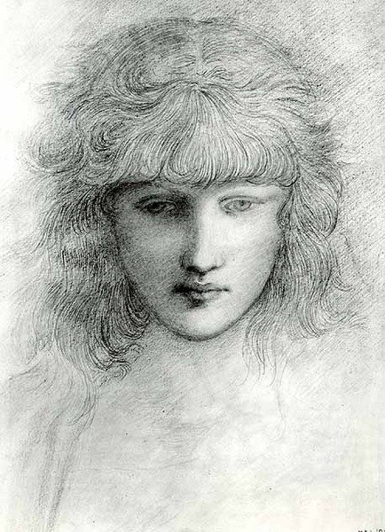 Głowa dziewczyny autorstwa Edward Coley Burne Jones