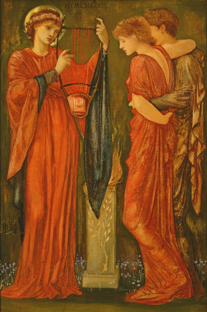 Hymenaeus (olej i złoty liść na panelu) autorstwa Edward Coley Burne Jones