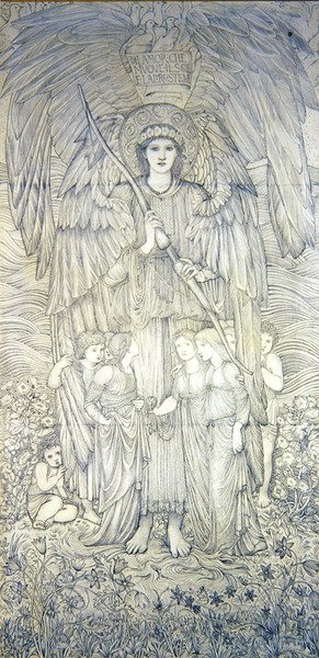 Miłość, która porusza słońce (ołówek na papierze) autorstwa Edward Coley Burne Jones