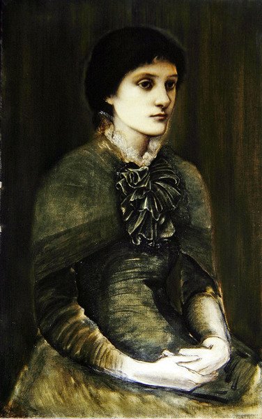 Portret dziewczyny w zielonej sukni (olej na płótnie) autorstwa Edward Coley Burne Jones