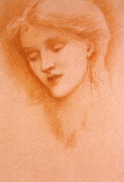 Portret młodej kobiety (czerwona kreda na papierze) autorstwa Edward Coley Burne Jones